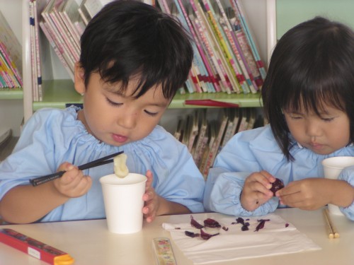 「おいしいね。」 「おいしいね。」