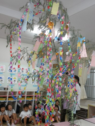 七夕飾りがきれいですね。 七夕飾りがきれいですね。