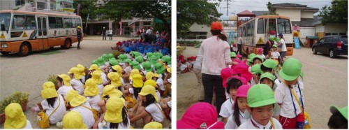 バスの避難訓練 バスの避難訓練