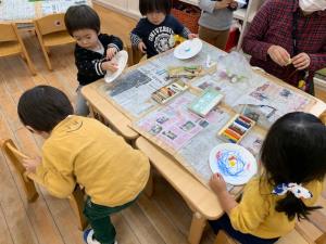 紙皿でこまづくり 紙皿でこまづくり